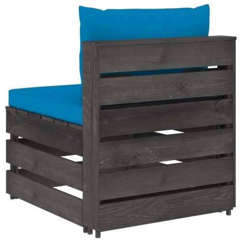 Modularna srednja sofa s jastucima od sivo impregniranog drva - Svijetlo plava i siva 1 srednja sofa Cijena