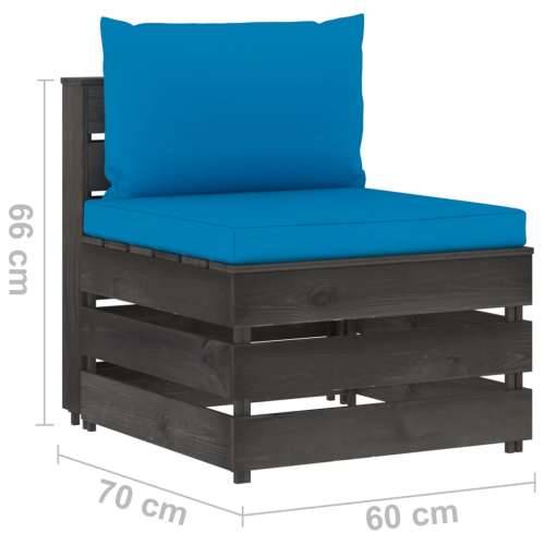 Modularna srednja sofa s jastucima od sivo impregniranog drva - Svijetlo plava i siva 1 srednja sofa Cijena