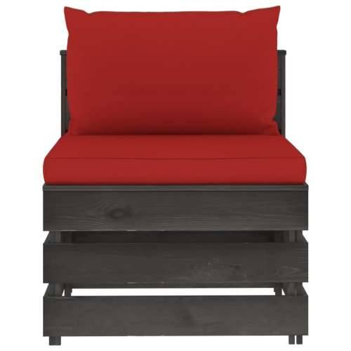 Modularna srednja sofa s jastucima od sivo impregniranog drva - Crvena i siva 1 srednja sofa Cijena