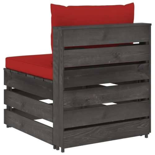 Modularna srednja sofa s jastucima od sivo impregniranog drva - Crvena i siva 1 srednja sofa Cijena