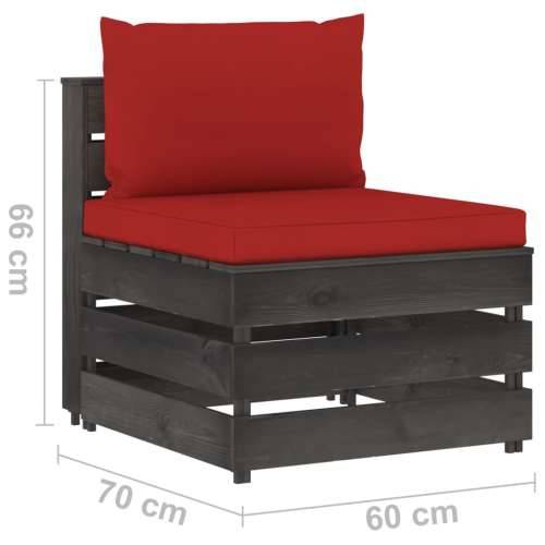 Modularna srednja sofa s jastucima od sivo impregniranog drva - Crvena i siva 1 srednja sofa Cijena