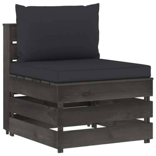 Modularna srednja sofa s jastucima od sivo impregniranog drva - Crna i siva 1 srednja sofa Cijena