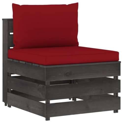 Modularna srednja sofa s jastucima od sivo impregniranog drva - Boja vina i siva 1 srednja sofa Cijena