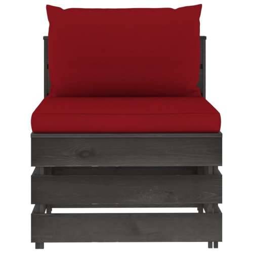 Modularna srednja sofa s jastucima od sivo impregniranog drva - Boja vina i siva 1 srednja sofa Cijena