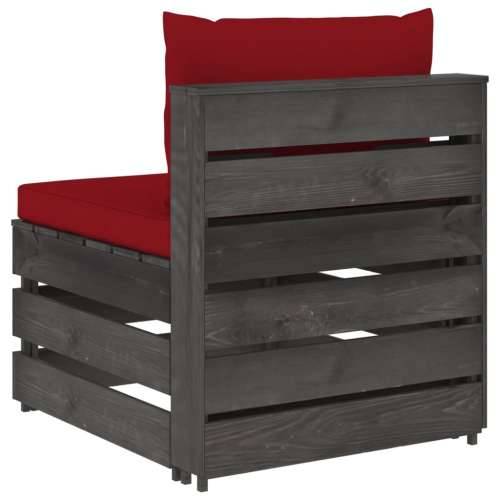 Modularna srednja sofa s jastucima od sivo impregniranog drva - Boja vina i siva 1 srednja sofa Cijena