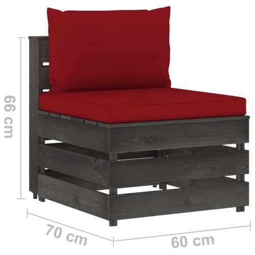 Modularna srednja sofa s jastucima od sivo impregniranog drva - Boja vina i siva 1 srednja sofa Cijena