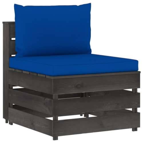 Modularna srednja sofa s jastucima od sivo impregniranog drva - plava i siva 1 srednja sofa Cijena