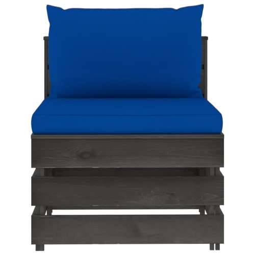 Modularna srednja sofa s jastucima od sivo impregniranog drva - plava i siva 1 srednja sofa Cijena