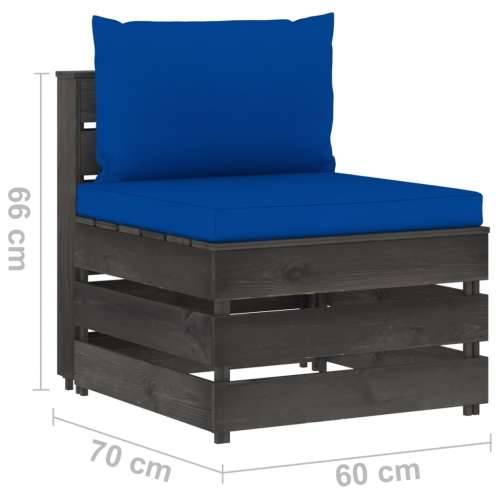 Modularna srednja sofa s jastucima od sivo impregniranog drva - plava i siva 1 srednja sofa Cijena