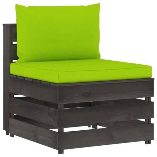 Modularna srednja sofa s jastucima od sivo impregniranog drva - Svjetlozelena i siva 1 srednja sofa Cijena