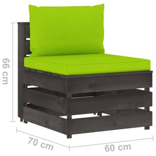 Modularna srednja sofa s jastucima od sivo impregniranog drva - Svjetlozelena i siva 1 srednja sofa Cijena