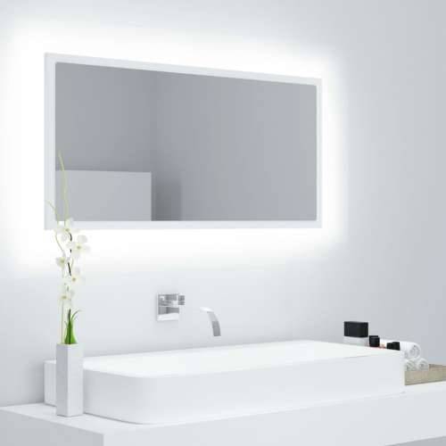 LED kupaonsko ogledalo bijelo 90 x 8,5 x 37 cm akrilno