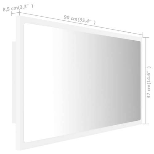 LED kupaonsko ogledalo bijelo 90 x 8,5 x 37 cm akrilno Cijena