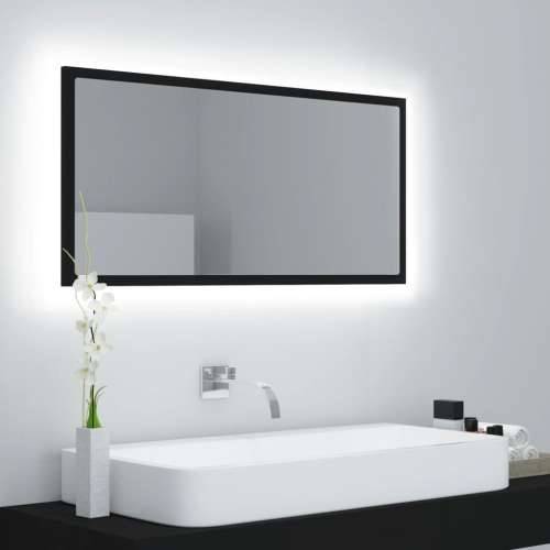 LED kupaonsko ogledalo crno 90x8,5x37 cm akrilno Cijena