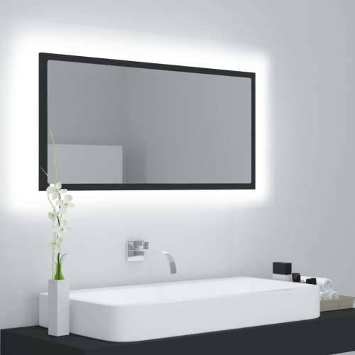 LED kupaonsko ogledalo sivo 90x8,5x37 cm akrilno