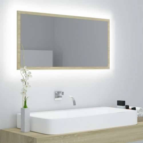 LED kupaonsko ogledalo boja hrasta sonome 90x8,5x37 cm akrilno Cijena