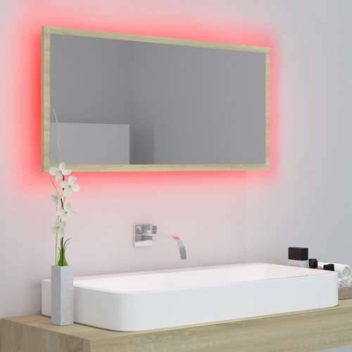 LED kupaonsko ogledalo boja hrasta sonome 90x8,5x37 cm akrilno Cijena