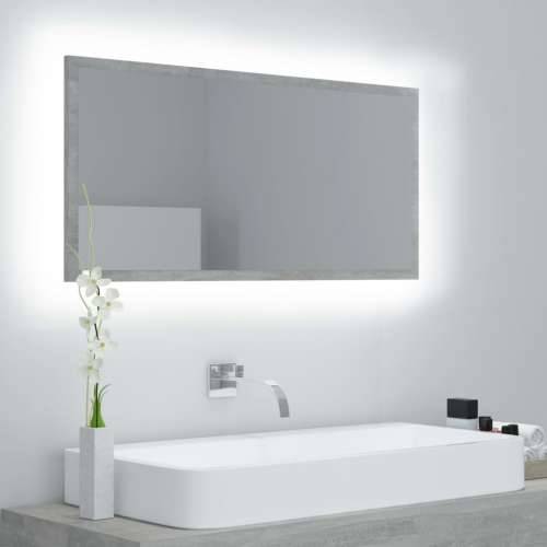 LED kupaonsko ogledalo siva boja betona 90x8,5x37 cm akrilno - Beton siva 1 Cijena