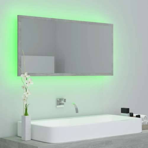 LED kupaonsko ogledalo siva boja betona 90x8,5x37 cm akrilno - Beton siva 1 Cijena