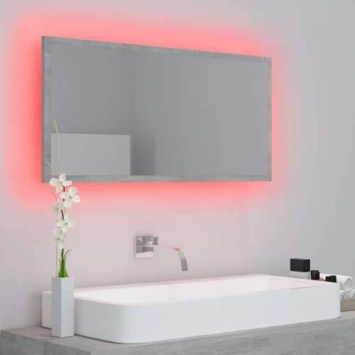LED kupaonsko ogledalo siva boja betona 90x8,5x37 cm akrilno - Beton siva 1 Cijena