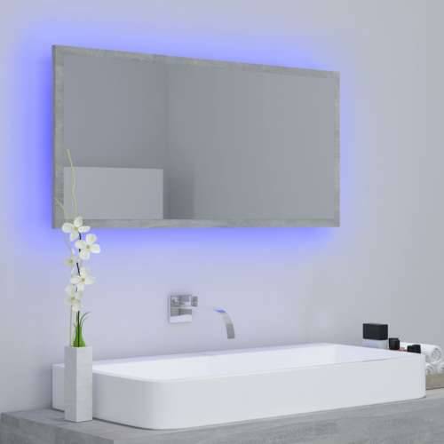 LED kupaonsko ogledalo siva boja betona 90x8,5x37 cm akrilno - Beton siva 1 Cijena