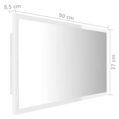 LED kupaonsko ogledalo visoki sjaj bijelo 90x8,5x37 cm akrilno Cijena