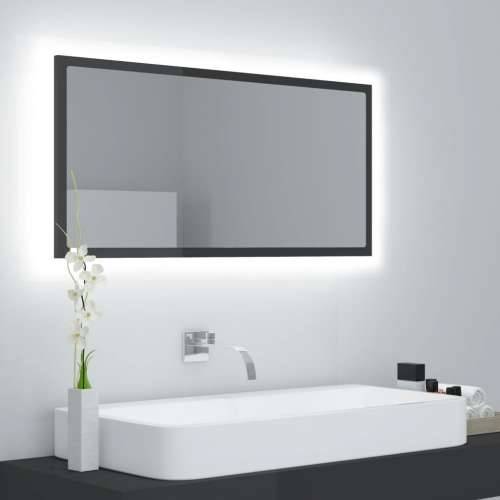 LED kupaonsko ogledalo visoki sjaj sivo 90x8,5x37 cm akrilno