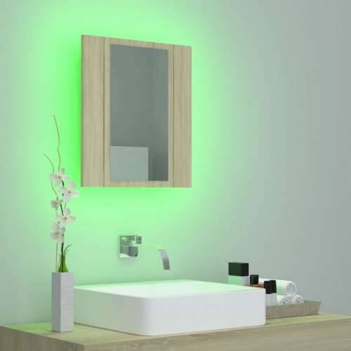 LED kupaonski ormarić s ogledalom boja hrasta 40x12x45 akrilni Cijena