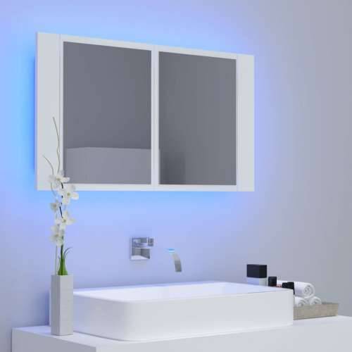 LED kupaonski ormarić s ogledalom bijeli 80x12x45 cm akrilni Cijena