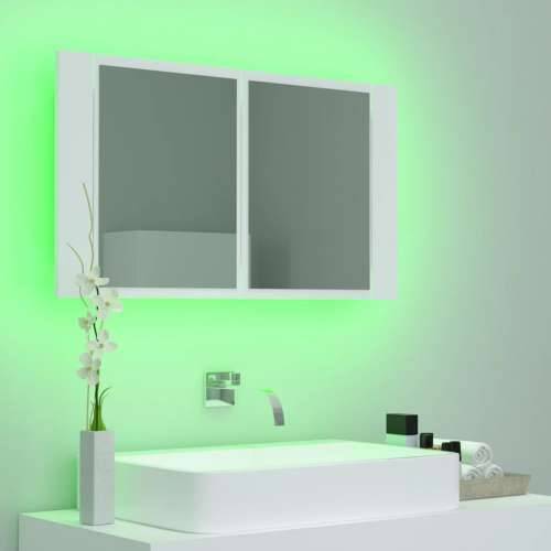 LED kupaonski ormarić s ogledalom bijeli 80x12x45 cm akrilni Cijena