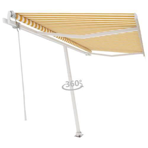 Samostojeća automatska tenda 450 x 300 cm žuto-bijela Cijena