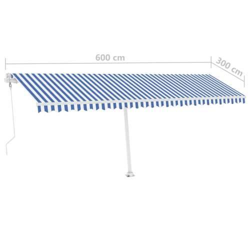 Samostojeća automatska tenda 600 x 300 cm plavo-bijela Cijena