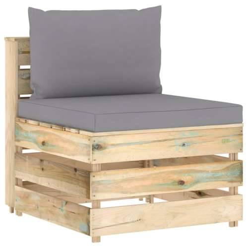 Modularna srednja sofa s jastucima od zeleno impregniranog drva - Siva i smeđa 1 srednja sofa Cijena