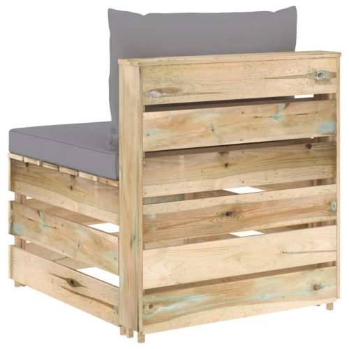 Modularna srednja sofa s jastucima od zeleno impregniranog drva - Siva i smeđa 1 srednja sofa Cijena
