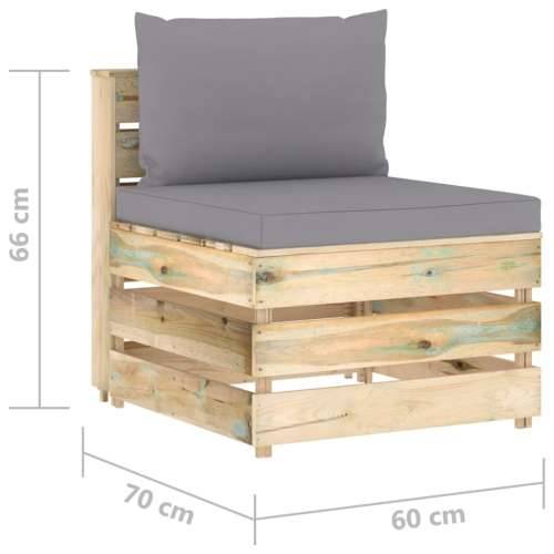 Modularna srednja sofa s jastucima od zeleno impregniranog drva - Siva i smeđa 1 srednja sofa Cijena