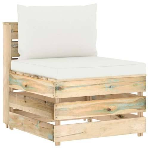 Modularna srednja sofa s jastucima od zeleno impregniranog drva - Krem i smeđa 1 srednja sofa Cijena