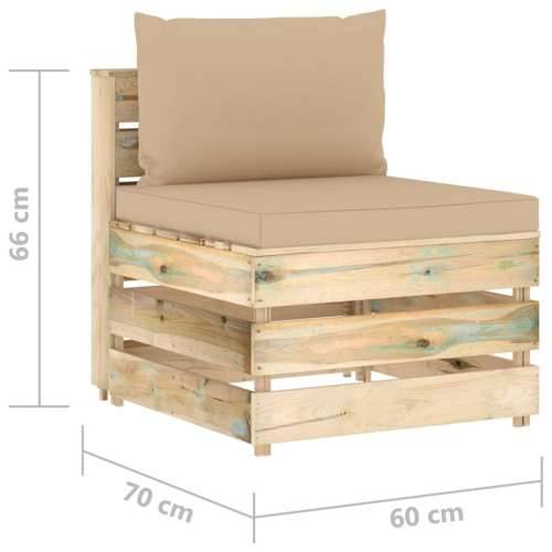 Modularna srednja sofa s jastucima od zeleno impregniranog drva - Bež i smeđa 1 srednja sofa Cijena