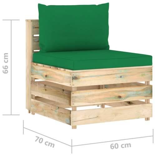 Modularna srednja sofa s jastucima od zeleno impregniranog drva - Zelena i smeđa 1 srednja sofa Cijena