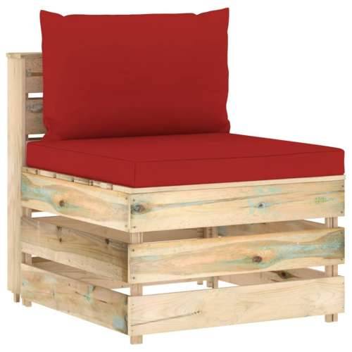 Modularna srednja sofa s jastucima od zeleno impregniranog drva - crvena i smeđa 1 srednja sofa Cijena