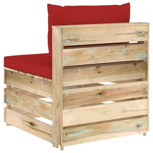 Modularna srednja sofa s jastucima od zeleno impregniranog drva - crvena i smeđa 1 srednja sofa Cijena
