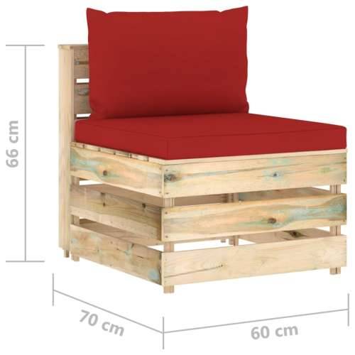 Modularna srednja sofa s jastucima od zeleno impregniranog drva - crvena i smeđa 1 srednja sofa Cijena