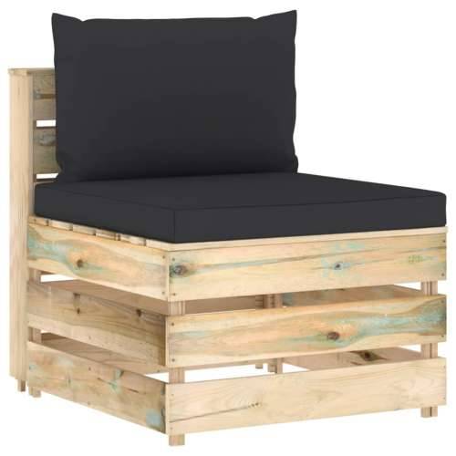 Modularna srednja sofa s jastucima od zeleno impregniranog drva - Crna i smeđa 1 srednja sofa Cijena