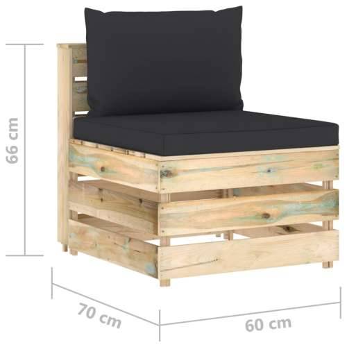 Modularna srednja sofa s jastucima od zeleno impregniranog drva - Crna i smeđa 1 srednja sofa Cijena