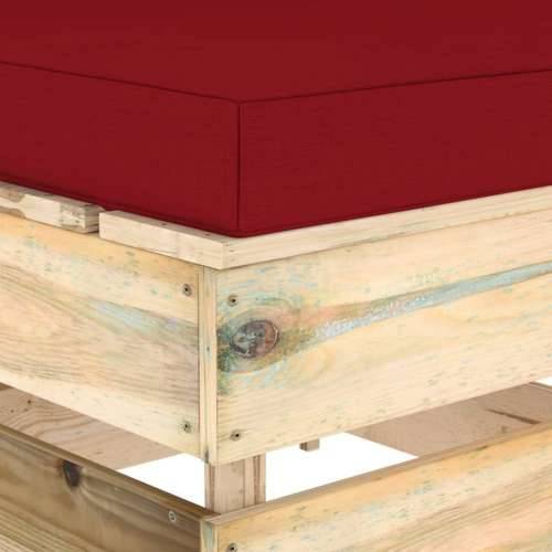 Modularna srednja sofa s jastucima od zeleno impregniranog drva - Crvena boja vina i smeđa 1 srednja sofa Cijena
