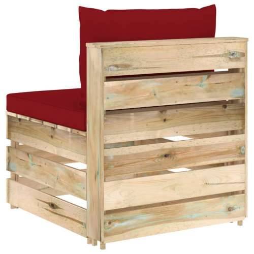 Modularna srednja sofa s jastucima od zeleno impregniranog drva - Crvena boja vina i smeđa 1 srednja sofa Cijena
