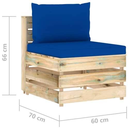 Modularna srednja sofa s jastucima od zeleno impregniranog drva - plava i smeđa 1 srednja sofa Cijena