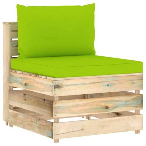 Modularna srednja sofa s jastucima od zeleno impregniranog drva - Svjetlozelena i smeđa 1 srednja sofa Cijena