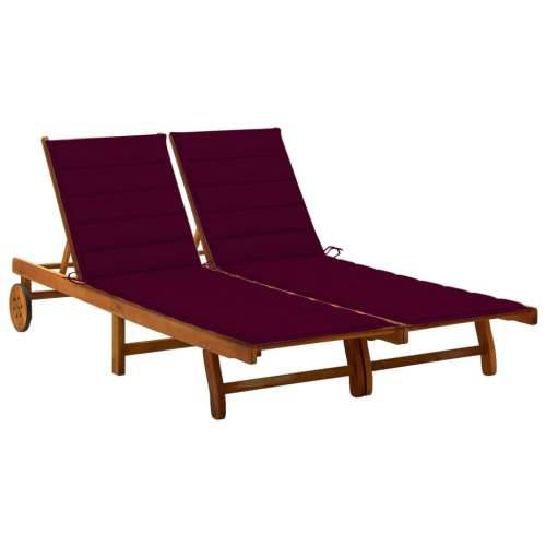 Vrtna ležaljka za 2 osobe s jastucima masivno bagremovo drvo - boja crnog vina 200 x 123 x 85 cm 1 Cijena