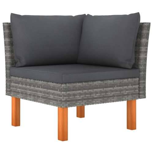 3-dijelna vrtna garnitura od poliratana i drva eukaliptusa - Siva 1 Srednja sofa + kutna sofa + naslon za noge Cijena