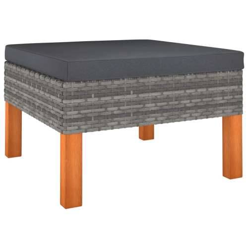 3-dijelna vrtna garnitura od poliratana i drva eukaliptusa - Siva 1 Srednja sofa + kutna sofa + naslon za noge Cijena